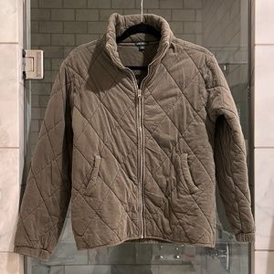 Wild Fable Green Cotton Quilted Standing Collar Zip Closure Pocket Coat